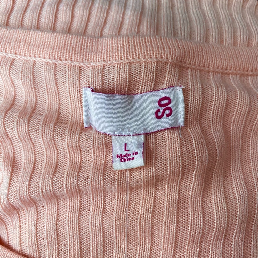 SO Women’s Cropped Cardigan Acrylic Ribbed Sweater Long Sleeve Size Large - Picture 10 of 15